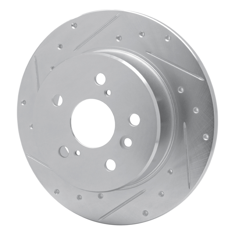 Toyota Avalon Brake Rotor (1) - Rear Left - R1 Concepts - Drilled & Slotted - Silver - `00-`04